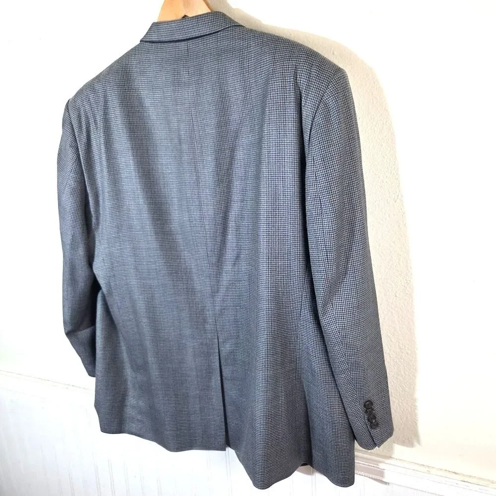 Lauren Ralph Lauren Blazer Mens 48R Blue Houndstooth Silk Wool Sport Coat Jacket